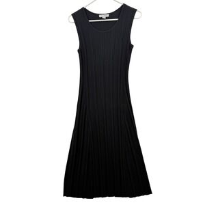 PURE NAVY Dress Womens Medium Black Ribbed Knit Sleeveless Scoop Neck Midi Tank‎